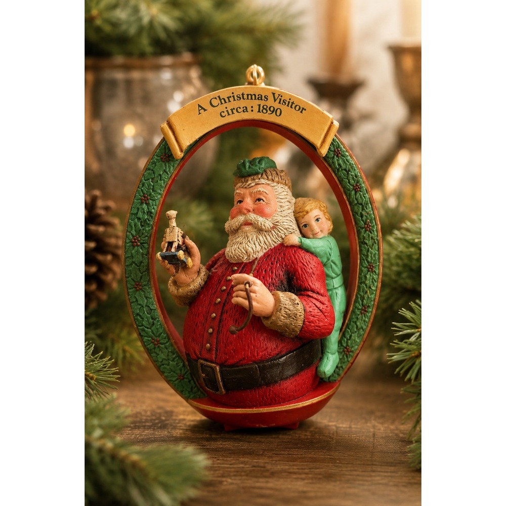 Vintage 1991 Santa Christmas Ornament A Christmas Visitor 1890 Original Box